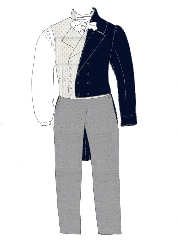 Ebauche costume 1810-1830 régency Taille 42