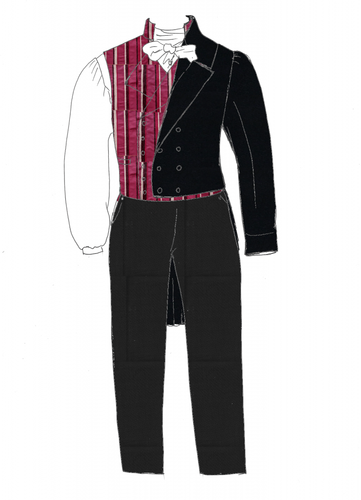 Ebauche costume 1810-1830 régency Taille 48